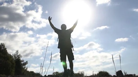 Young man nature hiking Stock-Footage 69192605