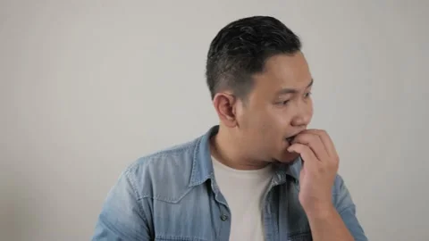 Young Man Nervous Afraid or Worried of Something Bad Video stock 143772405