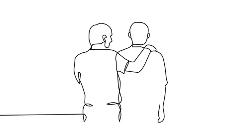 Young Man Offering Help, One Line Art Animation Stock Footage 310581556