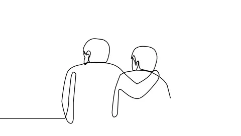 Young Man Offering Help – One Line Art Animation Stock Footage 310581597