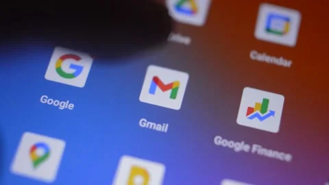 Young man open google e mail application on the phone screen. 스톡 동영상 232762669