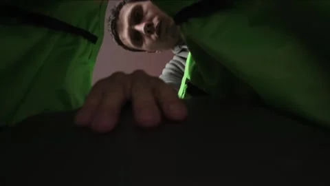 Young man opening a backpack to take out a laptop, viewed from inside the bag Stock Footage 295861552