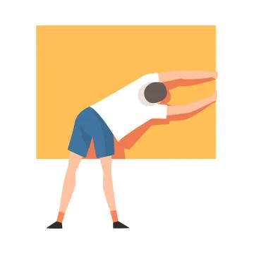 Young Man Organizing Rectangular Geometric Shape, Back View Vector Illustration Stock Illustration