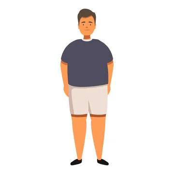 Young man with overweight problems standing still Stock Illustration