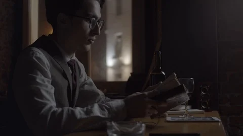 Young man with paper notebook Stock Footage 124577267