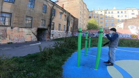 The young man on the parallel bars Stock Footage 130116888