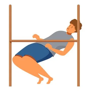 Young man performing limbo dance under wooden bar Stock Illustration