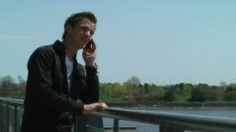 Young man on phone Stock Footage