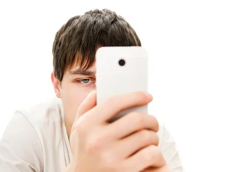 Young Man with a Phone Foto stock