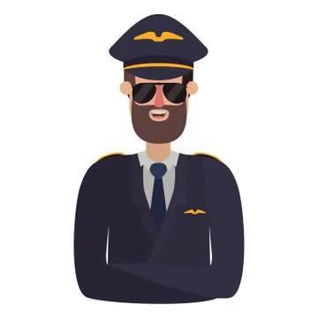 Young man pilot with beard avatar character Stock Illustration