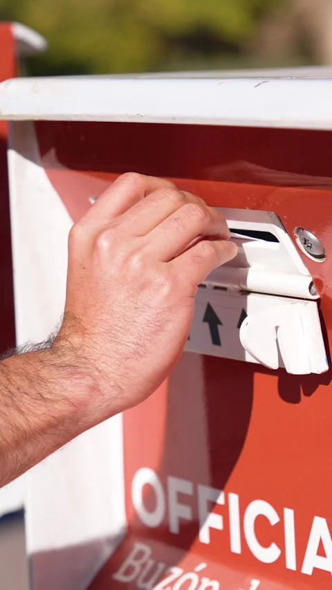 Young Man Places Mail-In Ballot Envelope in Official Voting Drop Box Beside Stock Footage 331702096