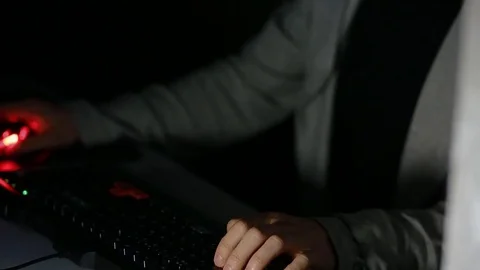 Young man play game using mouse. Closeup shoot of the hand. Stock Footage 77408384