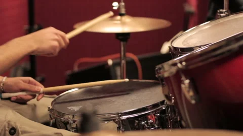 Young man playing the drums Stock Footage 56429662