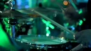 Young Man Playing Electronic Drums On Stage. Concert. Neon Light. Live Music Stock Footage