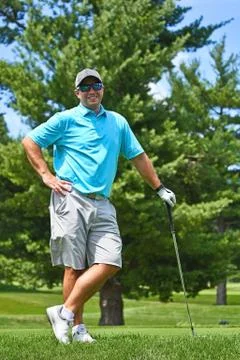 Young Man Playing Golf Stock Photos