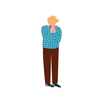 Young Man Playing Harmonica, Male Musician with French Harp or Mouth Organ Stock Illustration