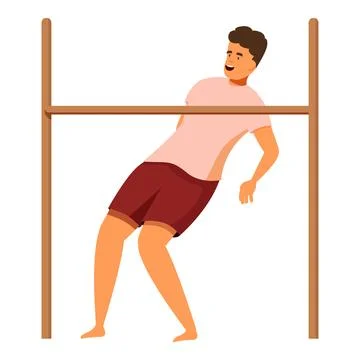 Young man playing limbo, trying to pass under the bar Stock Illustration