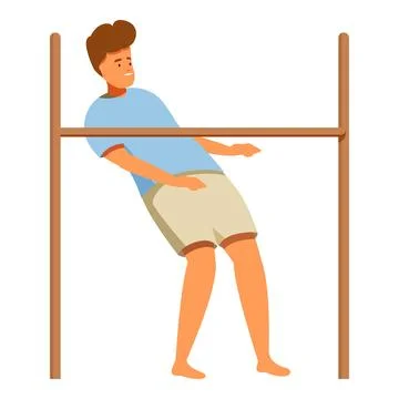 Young man playing limbo, trying to pass under the bar Stock Illustration