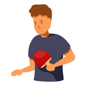 Young man playing ping pong, concentrating on the ball Stock Illustration