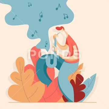 Young man playing trumpet jazz Stock Illustration
