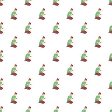 Young man playing video game seamless pattern Stock Illustration