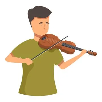 Young man playing violin classical music instrument Stock Illustration