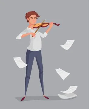 The young man is playing the violin. Stock Illustration