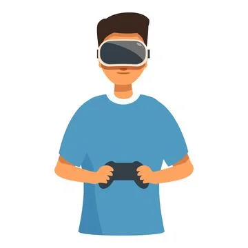 Young man playing with vr glasses holding game controller Stock Illustration