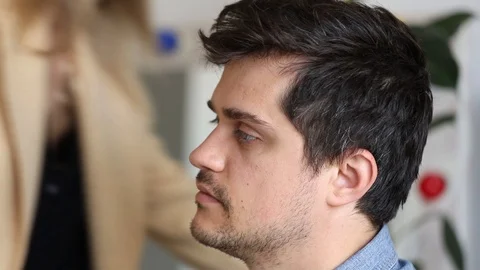 The young man plucked his eyebrows Stock Footage 107873408