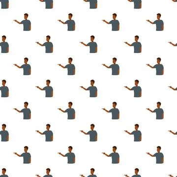 Young man pointing left direction seamless pattern Stock Illustration
