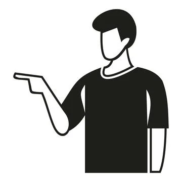 Young man pointing left showing direction or choice イラスト素材