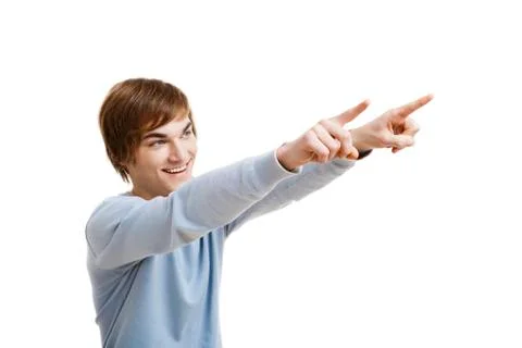 Young man pointing Stock Photos