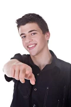 Young Man Pointing Stock Photos