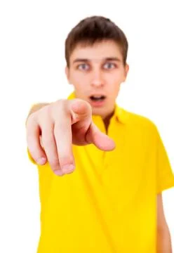 Young Man pointing Stock Photos