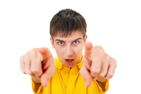 Young Man pointing Stock Photos