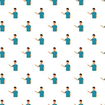 Young man pointing repeating seamless pattern background Stock Illustration