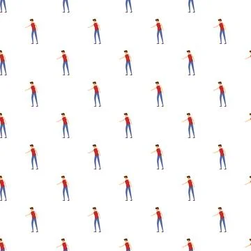 Young man pointing seamless repeating pattern background Stock Illustration