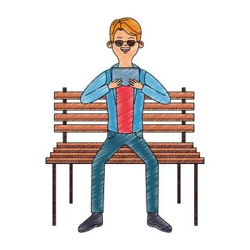 Young man with portable videogame scribble Stock Illustration