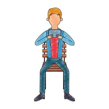 Young man with portable videogame scribble faceless Stock Illustration
