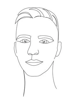 Young man portrait concept. Continuous line vector Stock Illustration