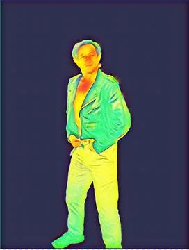 A young man posing a biker jacket - Color Bright style Stock Illustration