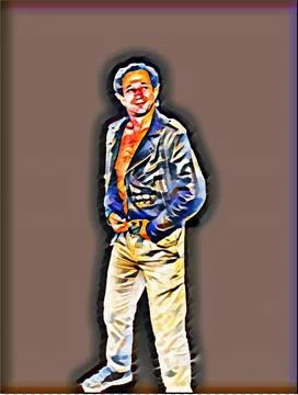 A young man posing a biker jacket - Geode style Illustrazione stock