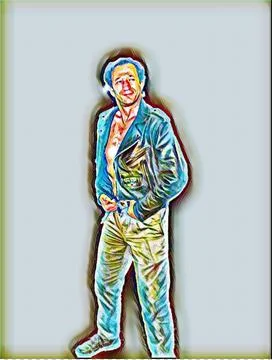 A young man posing a biker jacket - Haze style Stock Illustration