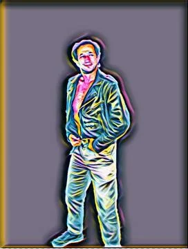 A young man posing a biker jacket - Highlight style Illustrazione stock