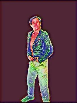 A young man posing a biker jacket - Holiday Party style Stock Illustration