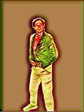 A young man posing a biker jacket - Let it Snow style Stock Illustration