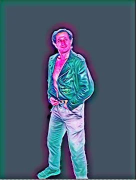 A young man posing a biker jacket - Moonlight style 스톡 일러스트