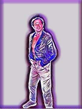 A young man posing a biker jacket - Nightcore style Stock Illustration