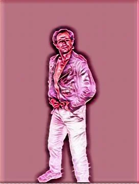 A young man posing a biker jacket - Pretty in Pink style Stock-Illustration