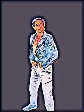 A young man posing a biker jacket - Pow style 스톡 일러스트